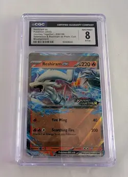2025 Pokemon Reshiram ex 030/159 Journey Together Stamped Holo ERROR CGC 8 - Image 1