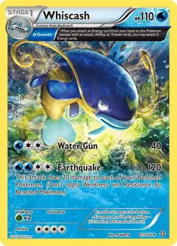 Pokemon Whiscash 41/160 - XY Primal Clash RARE Rev Holo - NEAR MINT/MINT - Image 1