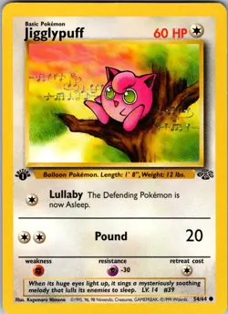 Jigglypuff 54/64 Common Jungle Pokemon 1st Edition Moderately Played - Image 1