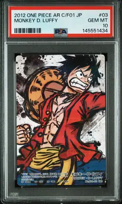 PSA 10 Monkey D. Luffy AR Cardass F01-03 One Piece 2012 Japanese GEM MT Japan - Image 1