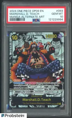 2024 One Piece Marshall D Teach OP09 EN Manga Alternate Art PSA 10 GEM MINT - Image 1