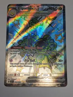 PACK FRESH - Espathra EX 214/091 Shiny Holo Rare Paldean Fates Pokemon Card NM - Image 2
