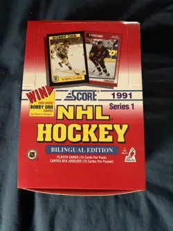 1991-92 Score NHL Hockey Series 1 Bilingual Edition Wax Box - 36 Packs - Image 4