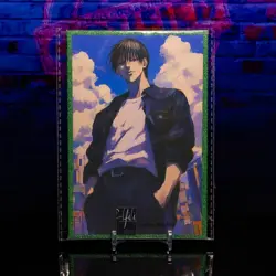 Toji Fushiguro Framed Card JJK Jujutsu Kaisen Oversized Green Glitter Matte - Image 1