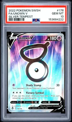 2022 Pokemon Sword & Shield Silver Tempest Unown V #176 FA PSA 10 GEM MINT - Image 1