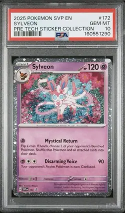 2025 Pokemon Prismatic Evolutions Sylveon Pre Tech Sticker Collection 172 PSA 10 - Image 1