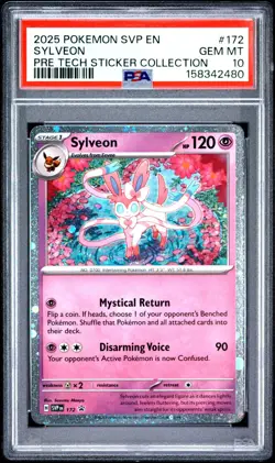 2025 Pokemon Prismatic Evolutions Sylveon Pre Tech Sticker Collection 172 PSA 10 - Image 1