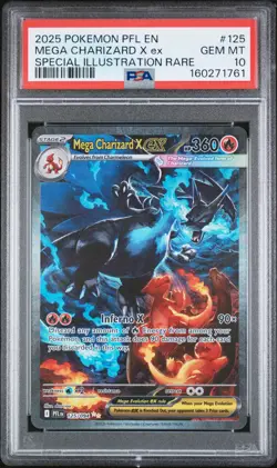 2025 POKEMON PFL EN-PHANTASMAL FLAMES #125 MEGA CHARIZARD X EX PSA 10 - Image 1