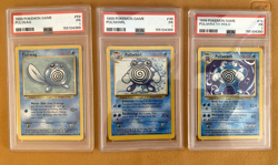 1999 Pokemon Base Set Poliwag, Poliwhirl, POLIWRATH HOLO PSA 1 Sequential Set! - Image 1