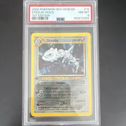 Wizards of the Coast Pokemon TCG Neo Genesis Steelix 15/111 1st Ed Holo PSA 8 - Image 1