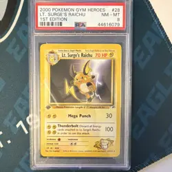 2000 Pokemon Gym Heroes 1st Edition Lt. Surge's Raichu 28/132 Holo PSA 8 - Image 1