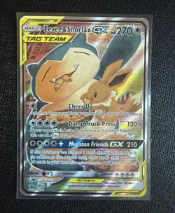 Pokemon TCG Eevee & Snorlax GX SM169 SM Black Star Promo TAG TEAM Holo Eng - Image 1