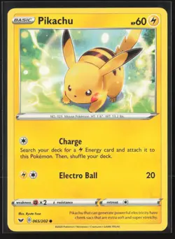 Pikachu 065/202 Common Sword & Shield Pokemon Near Mint - Image 1