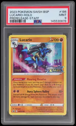 2023 Pokemon Sword And Shield Black Star Promo Brilliant Stars Lucario PSA 9 - Image 1