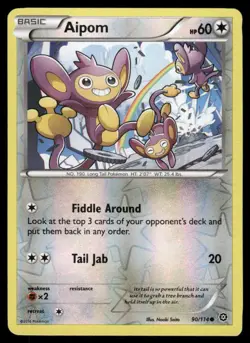 2016 Pokemon Aipom Common Steam Siege 90/114 Reverse Holo LP - Image 1