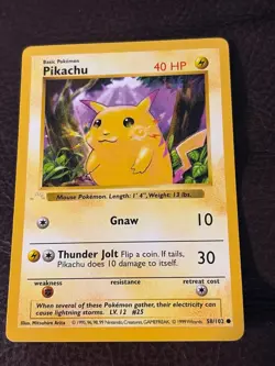 Pikachu "Ghost" Stamp Error 58/102 Base Set 1st Edition Pokemon Card - Image 1