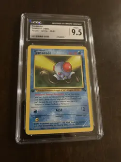 1999 Pokemon Fossil 1st Edition #56 - Tentacool CGC 9.5 Mint+ - Image 1