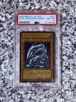 2002 Yu-Gi-Oh! SDK-001 Blue-Eyes White Dragon PSA 8 NM-MT - Unlimited - Image 1