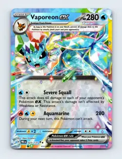 NM Vaporeon ex 023/131 Prismatic Evolutions Double Rare Pokemon Card - Image 1