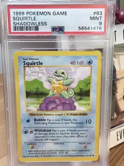 1999 Pokemon TCG Squirtle Shadowless Base Set #63/102 PSA 9 Mint Card - Image 2