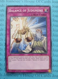 CORE-EN078 Balance of Judgment Yu-Gi-Oh Card 1st Edition New - Image 1