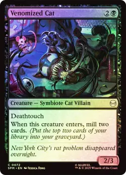 NM Foil Venomized Cat, MTG, Marvel's Spider-Man, Magic the Gathering, 72 - Image 1