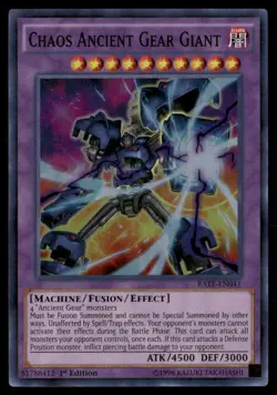 Chaos Ancient Gear Giant Raging Tempest RATE-EN041 Super Rare Yugioh LP - Image 1