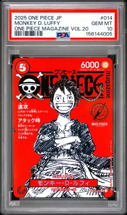 2025 ONE PIECE JAPANESE PROMOS ONE PIECE MAGAZINE VOL.20 MONKEY D. LUFFY PSA 10 - Image 1