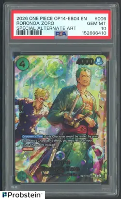 2026 One Piece Roronoa Zoro OP14-EB04 EN Special Alt Art PSA 10 GEM MINT - Image 1
