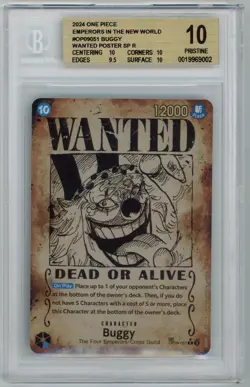 BUGGY One Piece Emperors in New World Wanted Poster #OP09-051 BGS 10 PRISTINE - Image 1