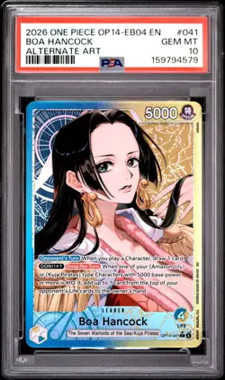 One Piece Boa Hancock Azure Seas OP14-041 Alternate Art PSA 10 Gem Mint - Image 1