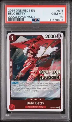 2024 ONE PIECE JUDGE PACK VOLUME 3 015 BELO BETTY PSA 10 GEM MINT - Image 1
