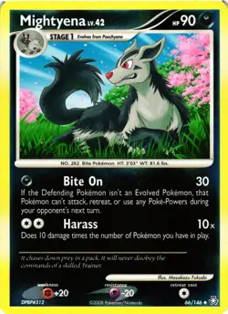 Pokemon TCG Mightyena 66/146 Reverse Holo Card Uncommon Legends Awakened LP - Image 1