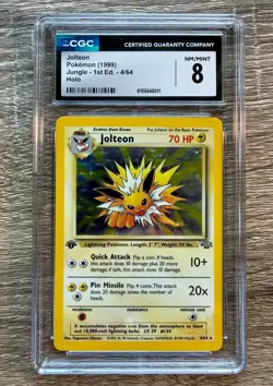 1st Edition Jolteon 4/64 Jungle Holo TCG Pokemon Card CGC 8 (not PSA BGS) First - Image 1