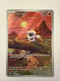 Larvesta 099/086 Illustration Rare 2025 Pokemon Black Bolt EN Full Art Card NM+ - Image 1