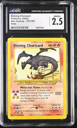 CGC 2.5 Shining Charizard 107/105 Holo Neo Destiny Graded Pokemon Card - Image 1