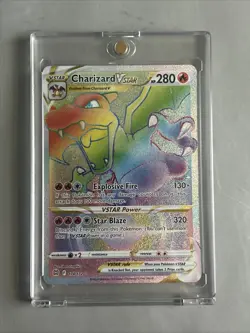 Pokemon TCG - Charizard VSTAR Rainbow Secret Rare Card Brilliant Stars 174/172 - Image 1