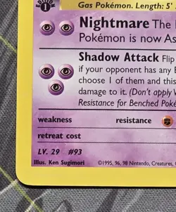 Sabrina’s Haunter 55/132 1st Edition Gym Challenge Pokemon Card Excellent NM! - Image 5