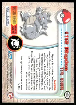 Pokemon Cards Rhydon #112 Topps Trading Cards Series 2 NM *4 - Image 2