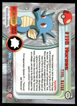 Pokemon Cards Horsea #116 Topps Trading Cards Series 2 LP *2 - Image 2