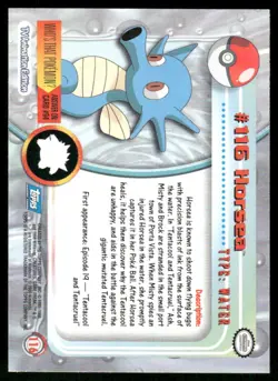 Pokemon Cards Horsea #116 Topps Trading Cards Series 2 NM *4 - Image 2