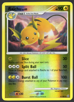 Pokemon Raichu 8/100 Stormfront Reverse Holo Rare Vintage 2008 Card LP - Image 1