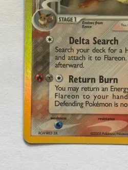 Pokemon TCG Flareon Card 5/113 Reverse Holo Rare Stamped EX Delta Species (MP) - Image 5