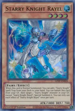 Yugioh! LP Starry Knight Rayel - GFTP-EN028 - Ultra Rare - 1st Edition Lightly P - Image 1