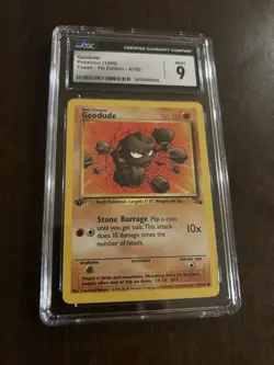 1999 Pokemon Fossil 1st Edition #47 - Geodude CGC 9 Mint - Image 1