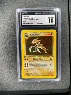 1999 POKEMON FOSSIL 1ST EDITION 9/62 KABUTOPS CGC 10 GEM MINT - Image 1