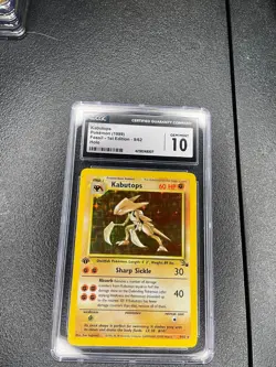 1999 POKEMON FOSSIL 1ST EDITION 9/62 KABUTOPS CGC 10 GEM MINT - Image 2