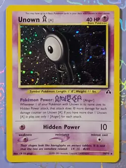 Unown [A] 14/75 Neo Discovery Rare Holo Pokemon Card NM - Image 1