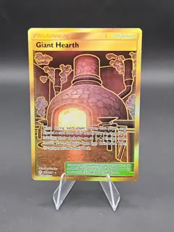 Pokemon TCG Giant Hearth 263/236 Cosmic Eclipse Secret Rare Gold Stadium Card - Image 1