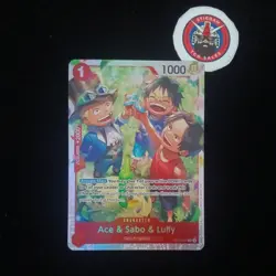 One Piece Card Game TCG Ace & Sabo & Luffy OP13-007 SR Carrying On His Will - Image 1